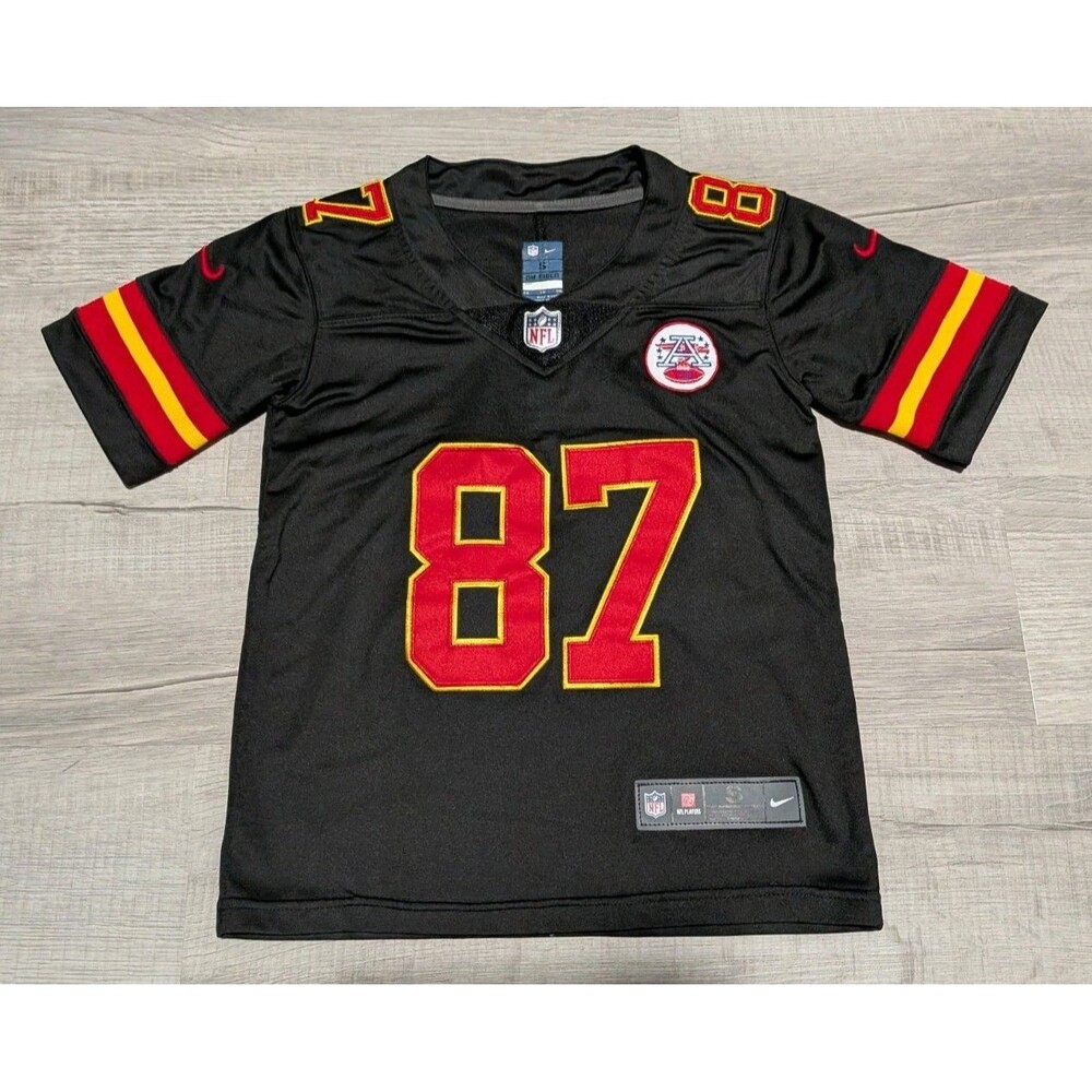 Travis Kelce Chiefs 87 Jersey Youth Sz S Nike On Field Black Stitched